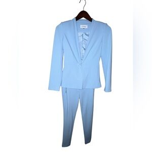 🦋NWT CALVIN KLEIN PETITE LIGHT BLUE SUIT SET 6P BLAZER + 4P PANTS RETAILS $228